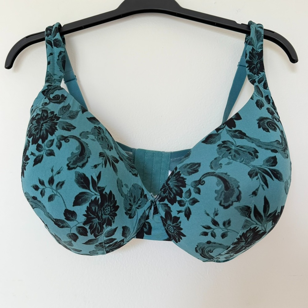 Cacique Women's Lightly Lined Comfort Bliss Balconette Bra‎ Green Floral 36H